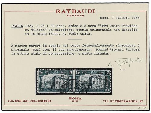 ° ITALIA. 1926. 1,25 liras verde y negro. Pareja horizontal