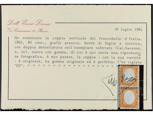 * ITALIA. Sa. 4nf. 80 cts. amarillo. Pareja vertical DOBLE D