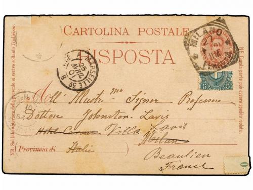 ✉ ITALIA. Sa. 67. 1901. SAN REMO a FRANCIA y reexpedida a MI