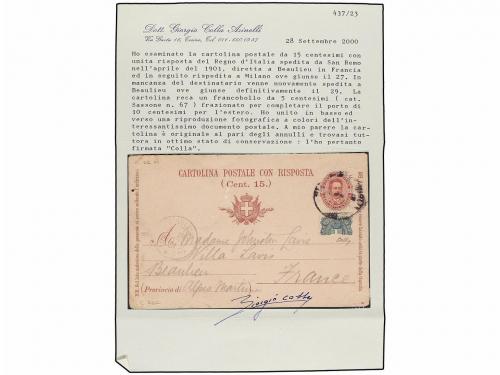 ✉ ITALIA. Sa. 67. 1901. SAN REMO a FRANCIA y reexpedida a MI