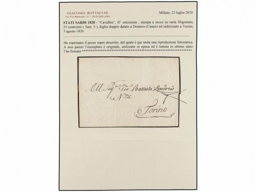 ¿ ITALIA ANTIGUOS ESTADOS: CERDEÑA. 1820 (5 Agosto). DRONERO