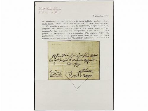 ¿ ITALIA ANTIGUOS ESTADOS: CERDEÑA. 1820 (3 Abril). GALLIAVO