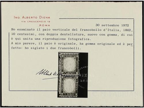 ** ITALIA. Sa. 1nc + nd. 10 cts. bistre. Pareja vertical DOB
