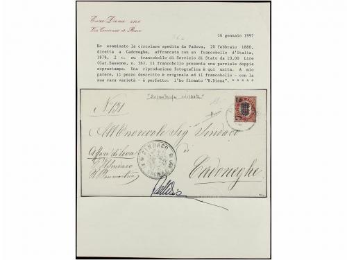 ✉ ITALIA. Sa. 36c. 1880. PADOVA a CADONEGHE. 2 cts. s. 10 li