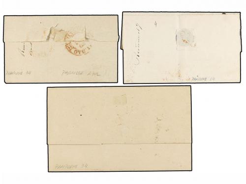 ¿ ESPAÑA: PREFILATELIA. 1850-54. PAMPLONA. Tres cartas con s