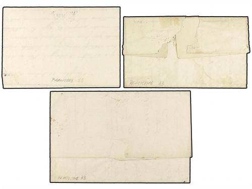 ✉ ESPAÑA: PREFILATELIA. 1840-42. PAMPLONA. Tres cartas con l