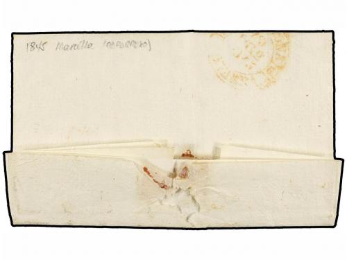 ✉ ESPAÑA: PREFILATELIA. 1845. MARCILLA a PAMPLONA. Fechador 