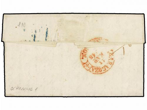 ESPAÑA: PREFILATELIA. 1848. OCHAGAVIA a ZARAGOZA. Marca NAVA