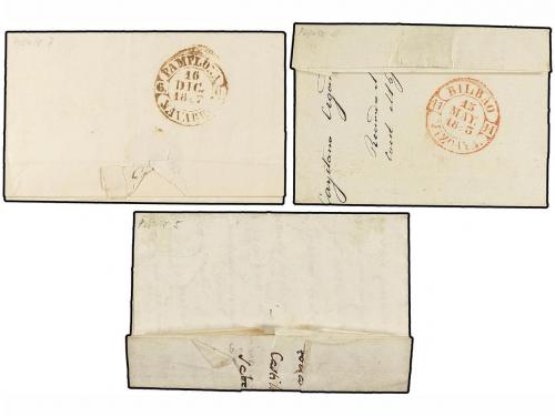 ✉ ESPAÑA: PREFILATELIA. 1832-47. PUENTE LA REINA. Tres carta