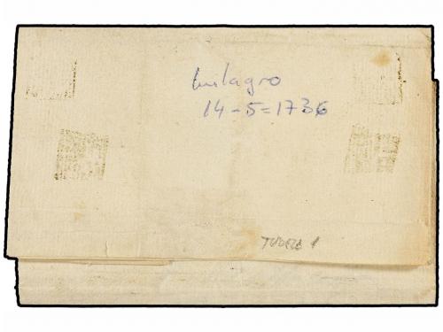 ¿ ESPAÑA: PREFILATELIA. 1736. MILAGRO a TUDELA. Marca TUDELA
