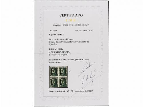 ** ESPAÑA. Ed. 1060s. 90 cts. verde amarillo. Pareja SIN DEN