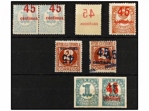 ** ESPAÑA. Ed. 742/44. Ficha con diversas variedades de sobr