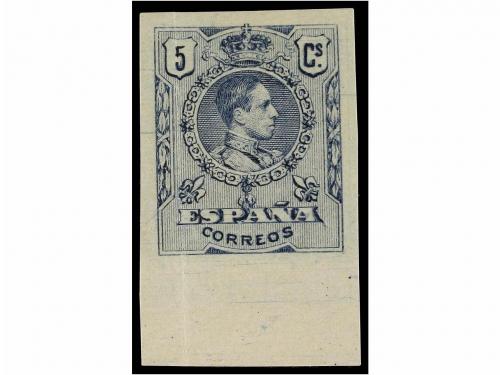 ** ESPAÑA. Ed. 268hb y (*)268hc. 5 cts. azul, CAMBIO DE COLO