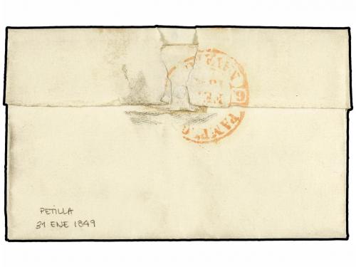 ¿ ESPAÑA: PREFILATELIA. 1849. PETILLA a PAMPLONA. Fechador S