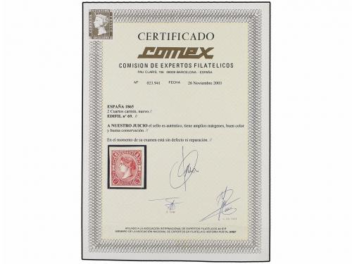 * ESPAÑA. Ed. 69. 2 cuartos carmín. Color excepcional. PIEZA