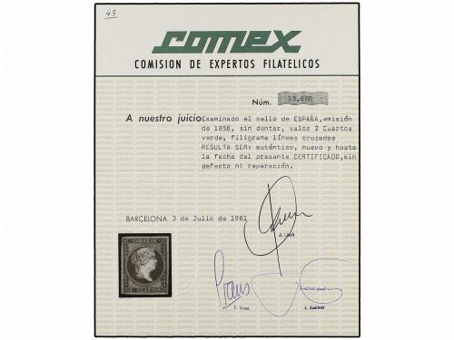 * ESPAÑA. Ed. 43. 2 cuartos verde. Grandes márgenes, conserv