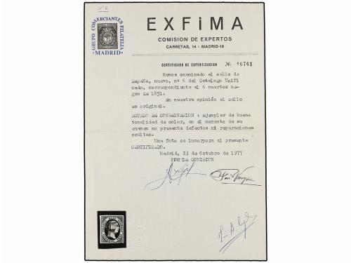 * ESPAÑA. Ed. 6. 6 cuartos negro intenso. MAGNÍFICO EJEMPLAR