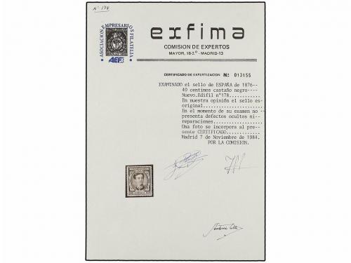 * ESPAÑA. Ed. 178. 40 cts. castaño. Centraje perfecto. LUJO.