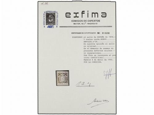 * ESPAÑA. Ed. 26. 5 reales verde. Color muy fresco y grandes