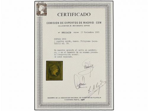 (*) ESPAÑA. Ed. 39. 2 cuartos verde. PIEZA DE LUJO. Cert. CE