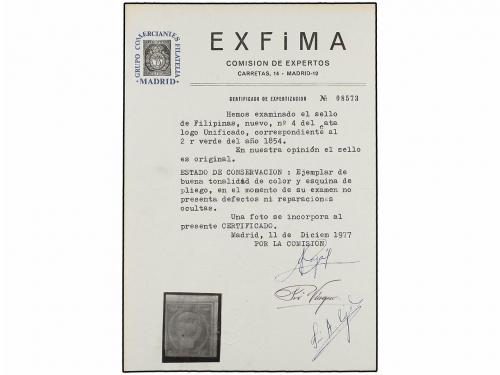 * COLONIAS ESPAÑOLAS: FILIPINAS. Ed. 4. 2 reales verde. Ejem