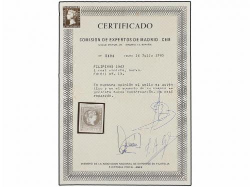 * COLONIAS ESPAÑOLAS: FILIPINAS. Ed. 13. 1 real violeta. Col