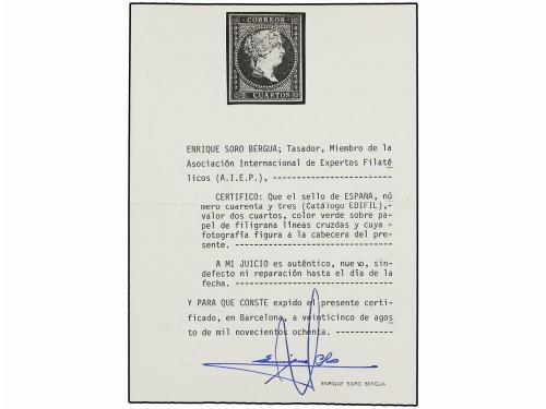 (*) ESPAÑA. Ed. 43. 2 cuartos verde. Muy bonito ejemplar, re