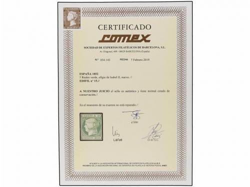 (*) ESPAÑA. Ed. 15. 5 reales verde. MAGNÍFICO EJEMPLAR, márg