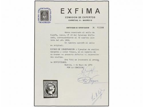 (*) ESPAÑA. Ed. 18. 12 cuartos violeta. Color excepcional. P