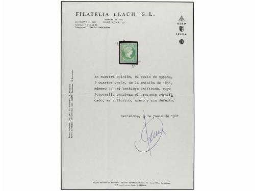 (*) ESPAÑA. Ed. 39. 2 cuartos verde. Color muy fresco y buen