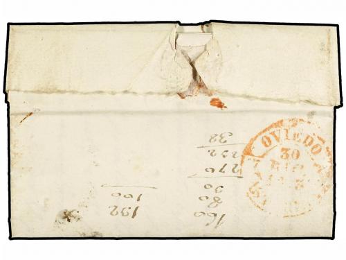 ¿ ESPAÑA: PREFILATELIA. 1843. REGUERAL a OVIEDO. Marca C/AST