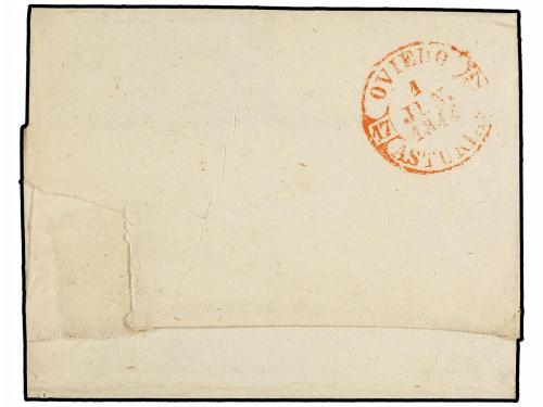 ✉ ESPAÑA: PREFILATELIA. 1844. CASTROPOL a OVIEDO. Fechador C