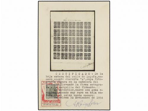 ** ESPAÑA. Ed. 130. 4/4 cto. verde. Hoja completa con 25 blo