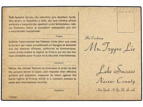 ¿ ESPAÑA GUERRA CIVIL. Tarjeta Postal DOWN WITH FRANCO'S TER