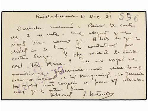 ✉ ESPAÑA GUERRA CIVIL. 1938. PIEDRABUENA a MADRID. Tarjeta P