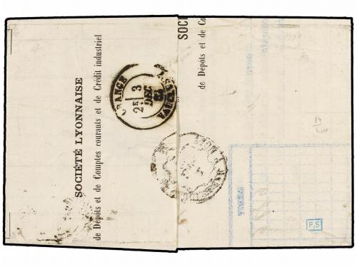 ✉ FRANCIA. 1882. LYON a ORANGE. 15 cts. azul, tasada a la ll