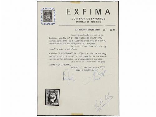 ° ESPAÑA. Ed. 17. 6 cuartos carmín. Mat. "Z" en un óvalo orn