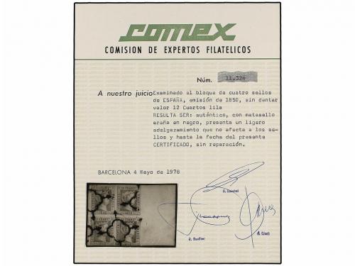 ° ESPAÑA. Ed. 2 (4). 12 cuartos lila. Bloque de cuatro, bord