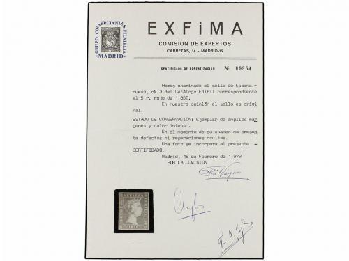 (*) ESPAÑA. Ed. 3. 5 reales rojo. Amplios márgenes. PIEZA DE