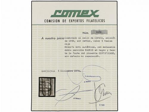 ° ESPAÑA. Ed. 3. 5 reales rojo, mat. PARRILLA DE MADRID. MUY