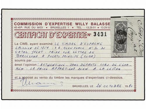 ¿ ESPAÑA. Ed. 34 (2). 1855. BARCELONA a PUERTO PRÍNCIPE. 1 r