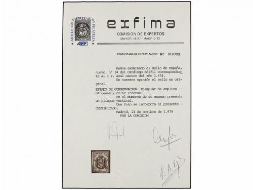 (*) ESPAÑA. Ed. 34. 1 real azul. Excelente aspecto, leve pli
