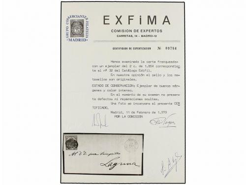 ✉ ESPAÑA. Ed. 32. 1855. PUERTO OROTAVA a LA LAGUNA. 2 cuarto