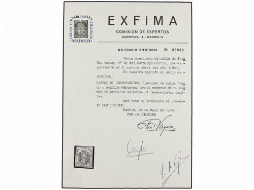 (*) ESPAÑA. Ed. 32. 2 cuartos verde. Color intenso y márgene