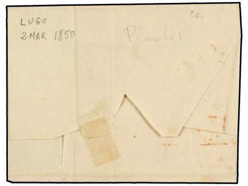 ¿ ESPAÑA. Ed. 1. 1850. LUGO a MADRID. 6 cuartos negro, mat.