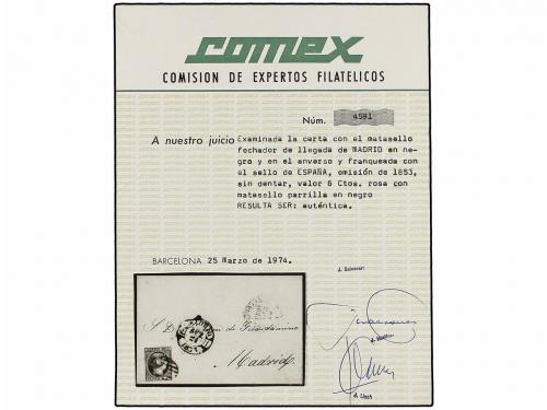 ¿ ESPAÑA. Ed. 17. 1853. VALENCIA a MADRID. 6 cuartos carmín,