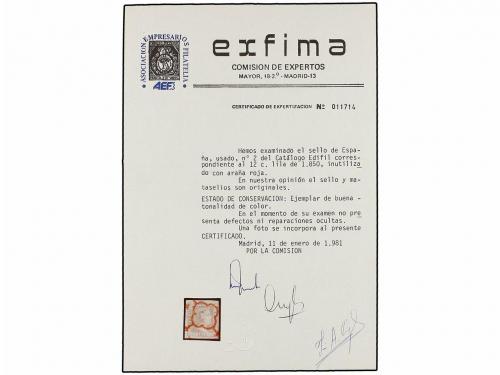 ° ESPAÑA. Ed. 2. 12 cuartos lila, mat. ARAÑA ROJA. ESPECTACU