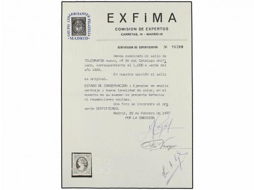 * ESPAÑA: TELEGRAFOS. Ed. 19. 1 Esc. 600 mils. verde. MAGNÍF