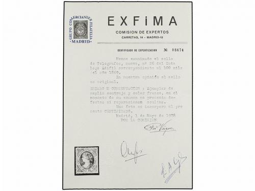 * ESPAÑA: TELEGRAFOS. Ed. 26, 28. 100 mils. azul y 1 Esc. 60