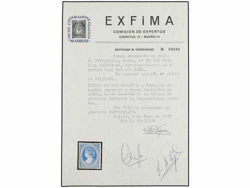 * ESPAÑA: TELEGRAFOS. Ed. 10 y 12. 4 reales azul y 20 reales